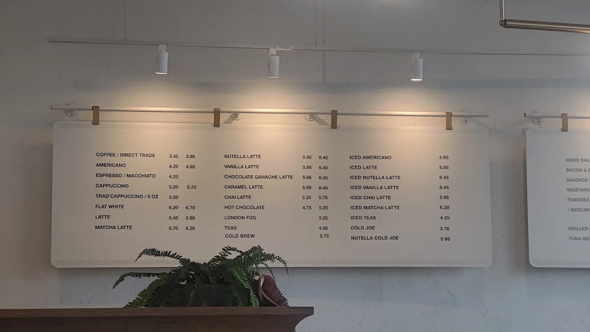 Menu, Deville Coffee