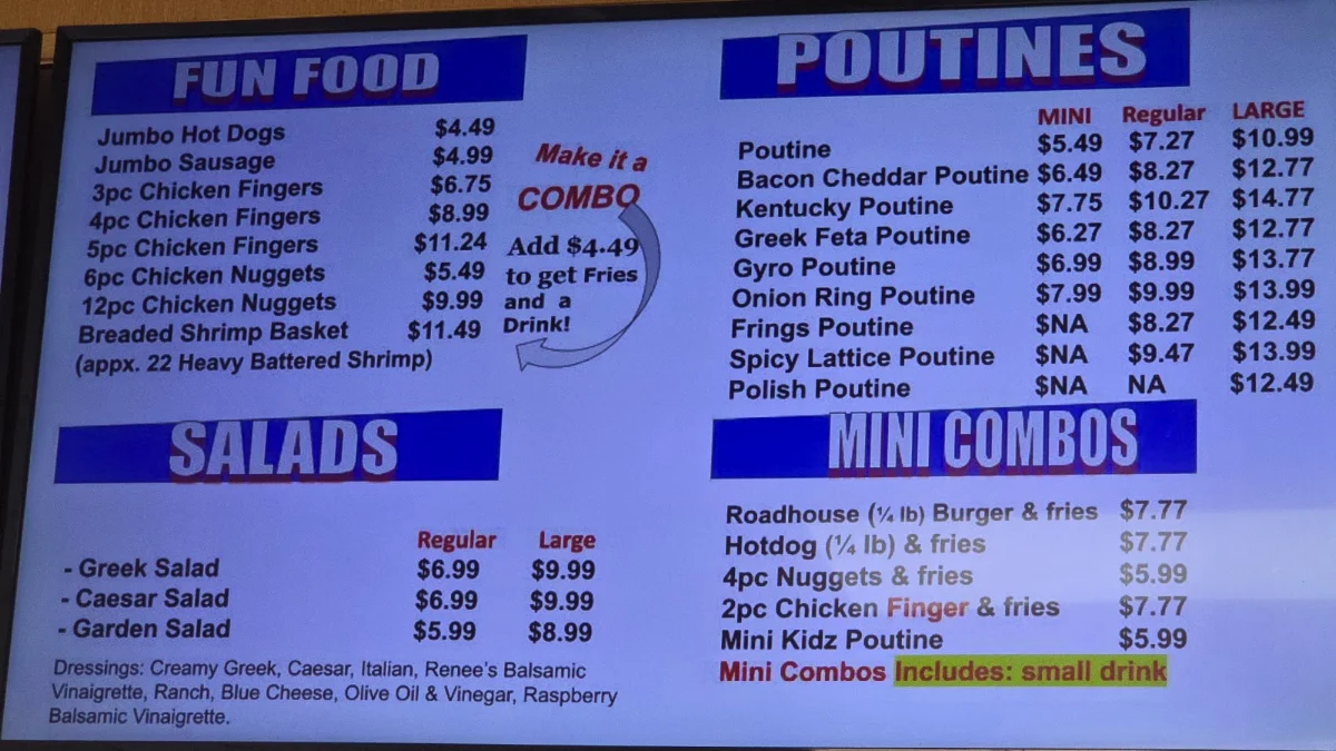 Menu, Texas Burger