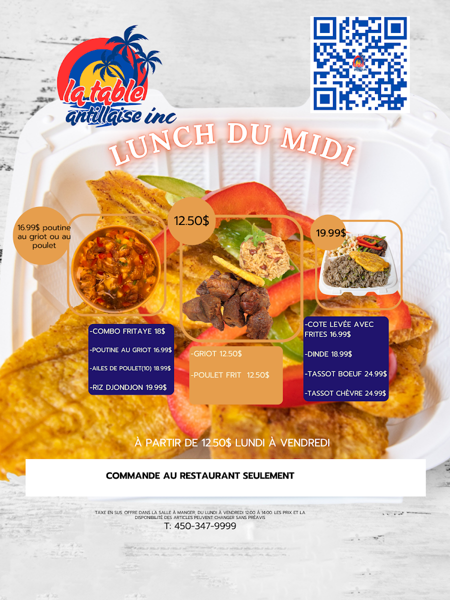 Menu, La Table Antillaiseinc