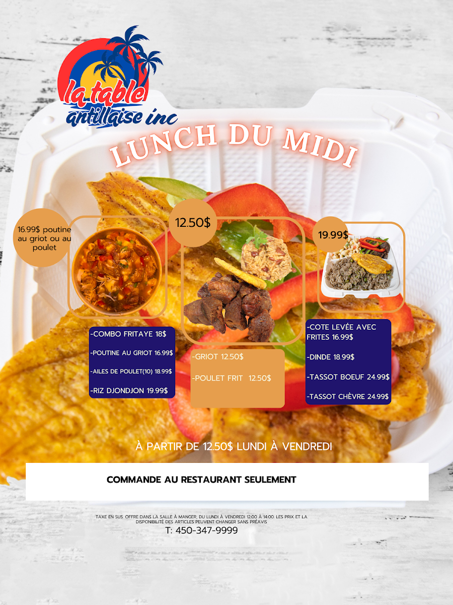 Menu, La Table Antillaiseinc