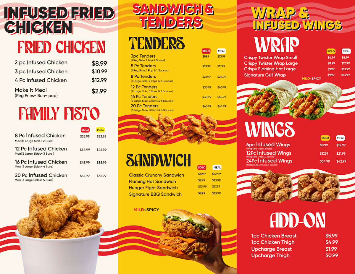 Menu, hen n' bun - Scarborough