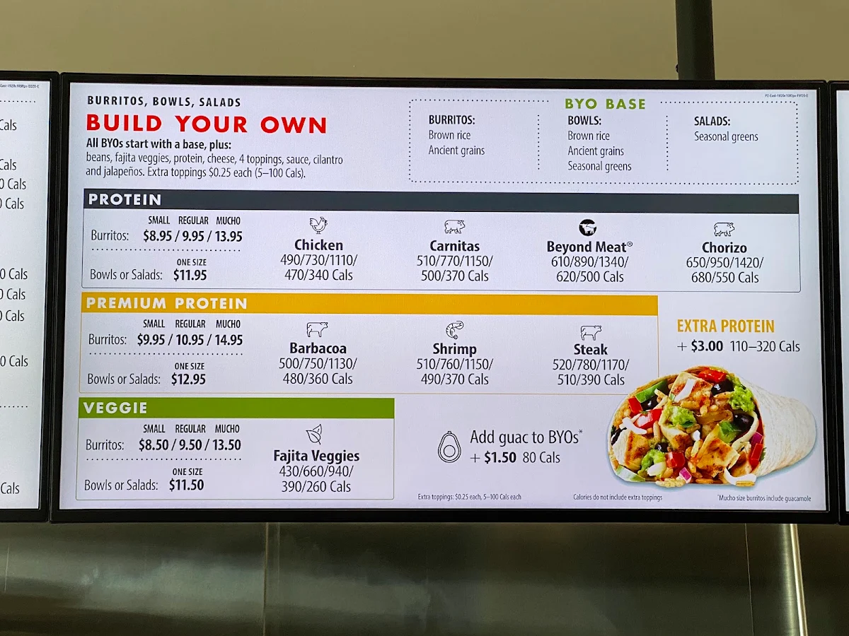 Menu, Mucho Burrito Fresh Mexican Grill