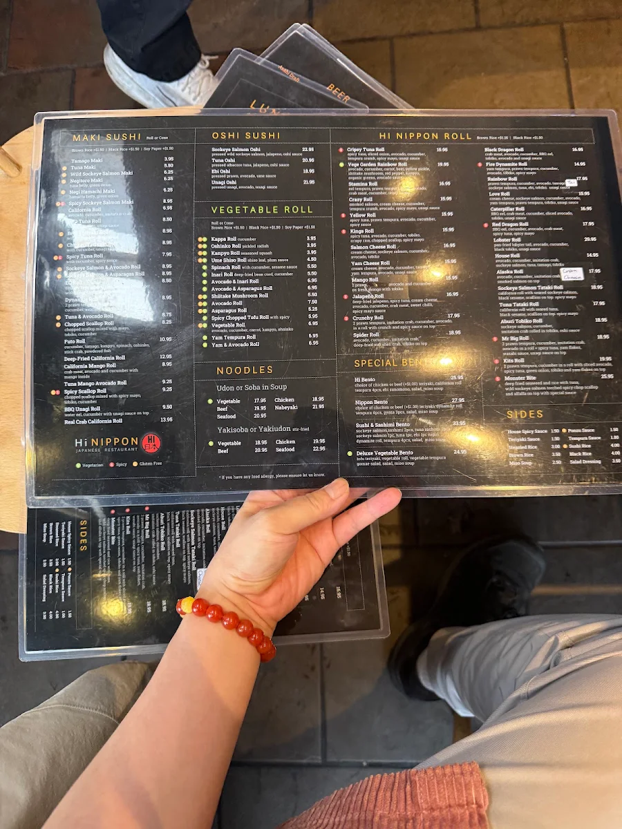 Menu, Hi-Nippon Japanese Restaurant