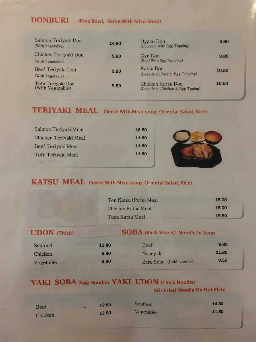 Menu, Hi-Nippon Japanese Restaurant