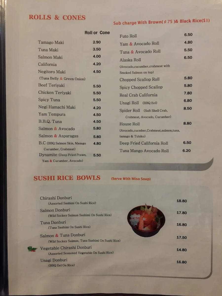 Menu, Hi-Nippon Japanese Restaurant