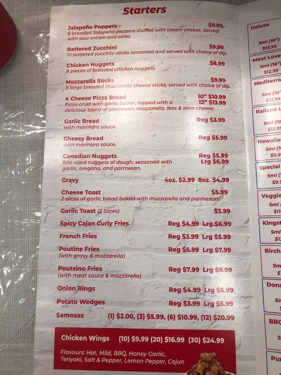Menu, BIG BROTHERS GOURMET PIZZA