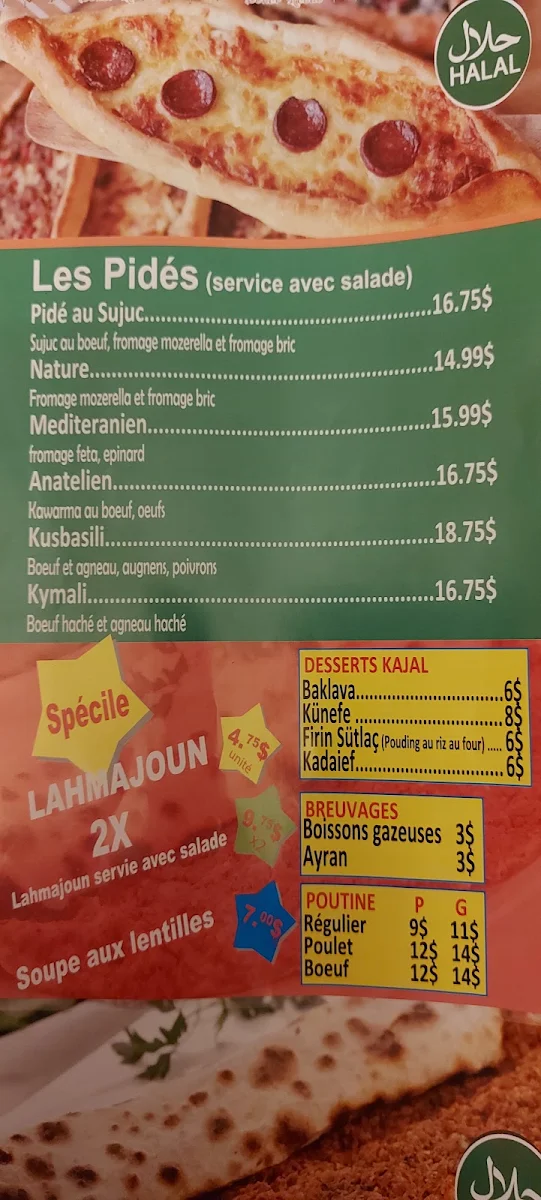 Menu, Kajal Doner Kebab