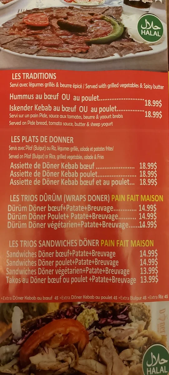 Menu, Kajal Doner Kebab