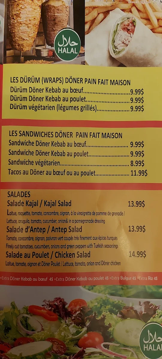Menu, Kajal Doner Kebab