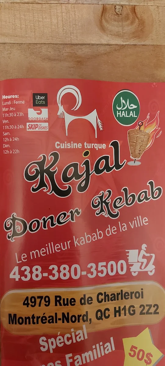 Menu, Kajal Doner Kebab