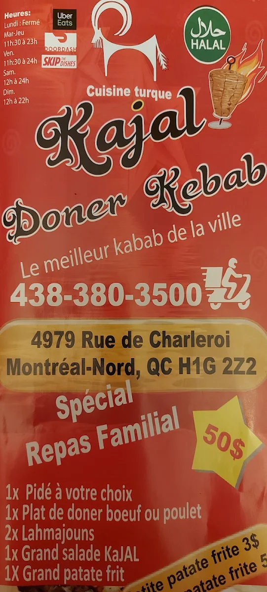 Menu, Kajal Doner Kebab