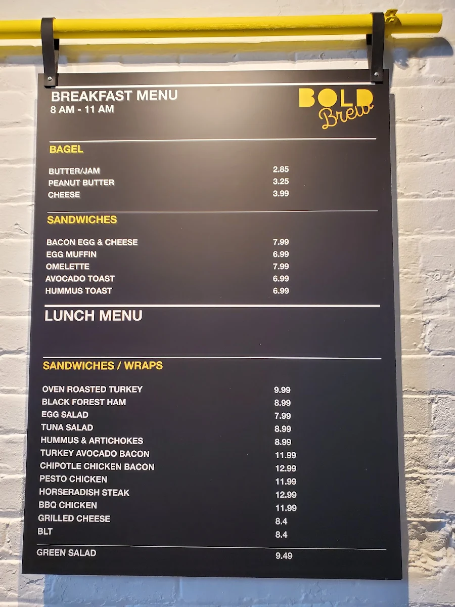 Menu, Bold Brew Coffee