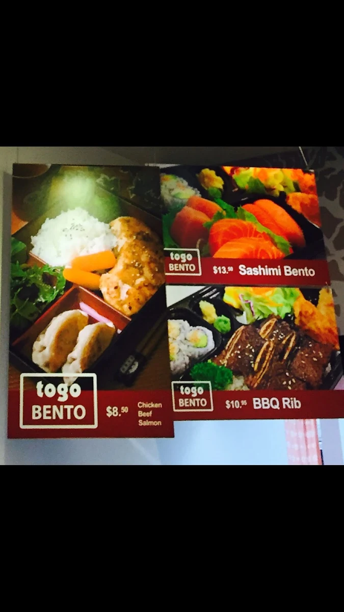 Menu, Togo Sushi UBC