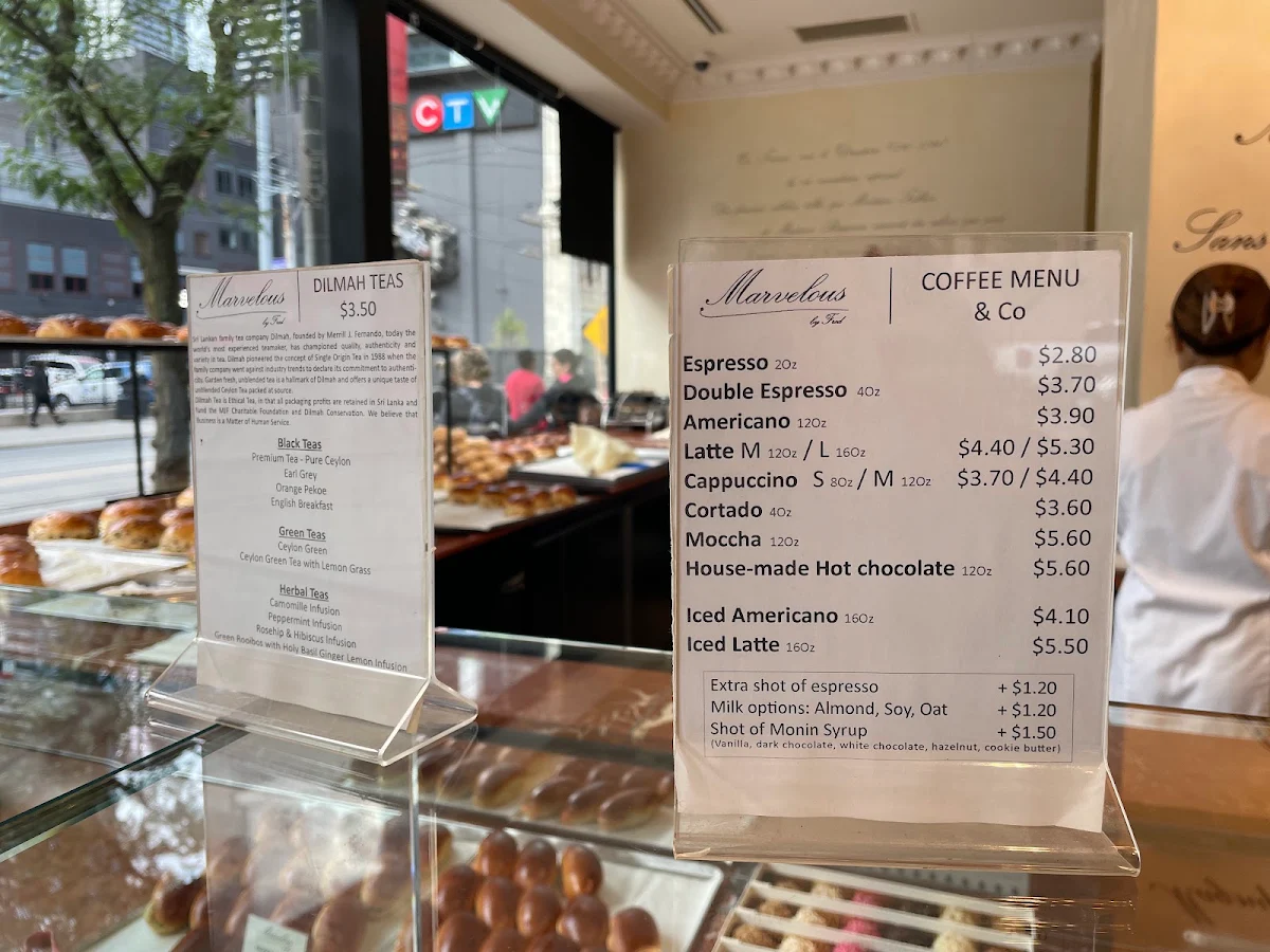 Menu, Aux Merveilleux de Fred