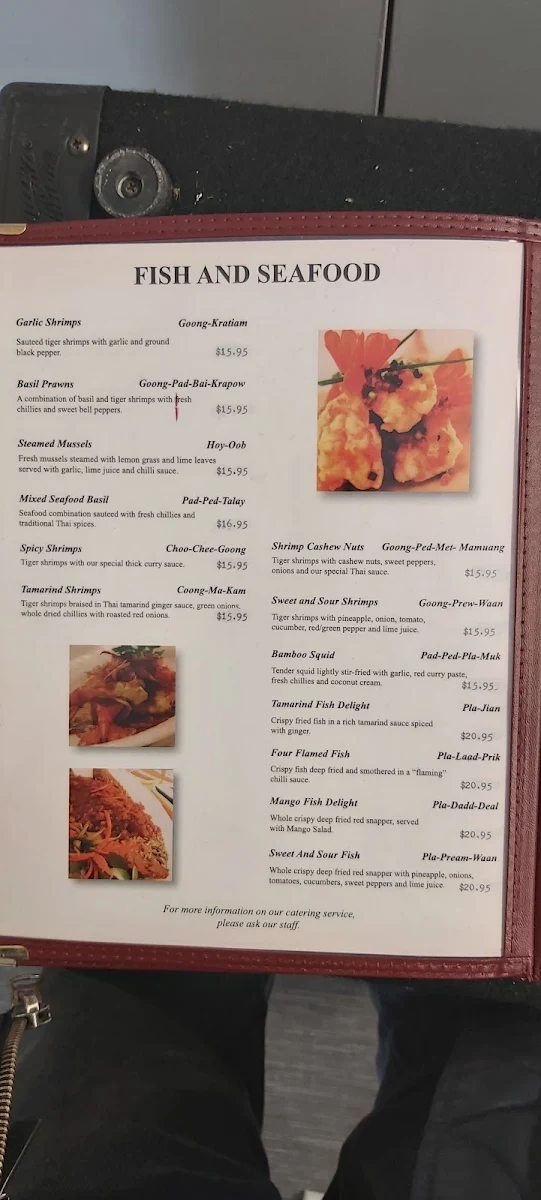 Menu, Thonbury Thai Restaurant