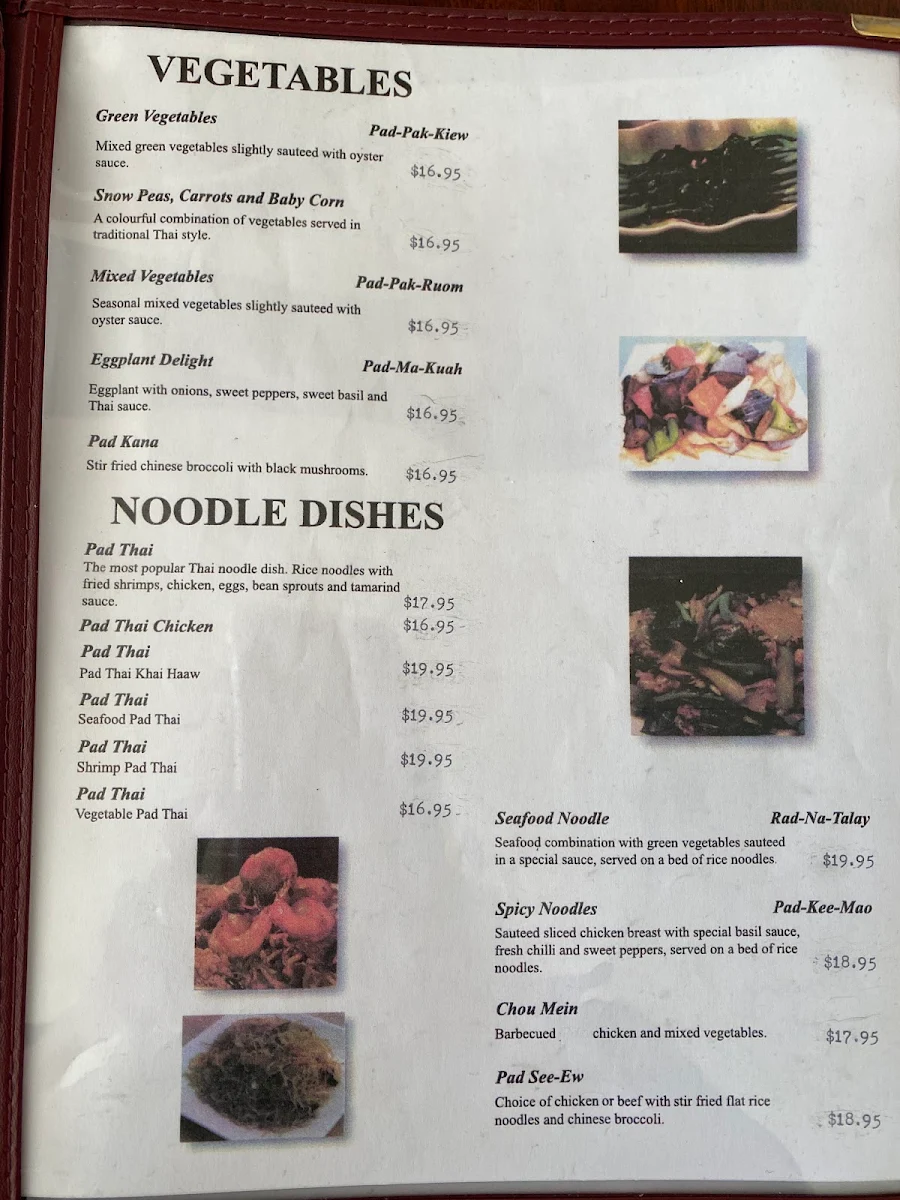 Menu, Thonbury Thai Restaurant