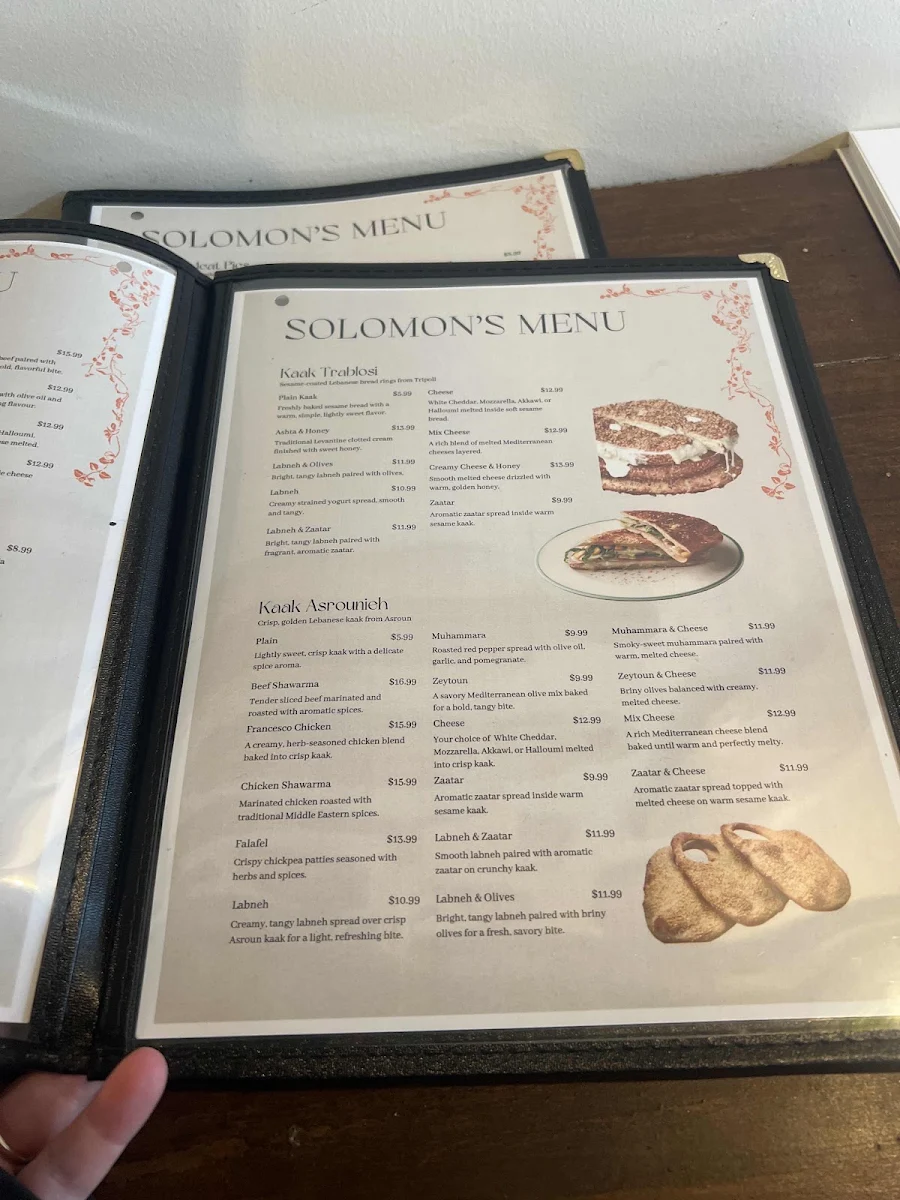 Menu, Solomon’s Oven