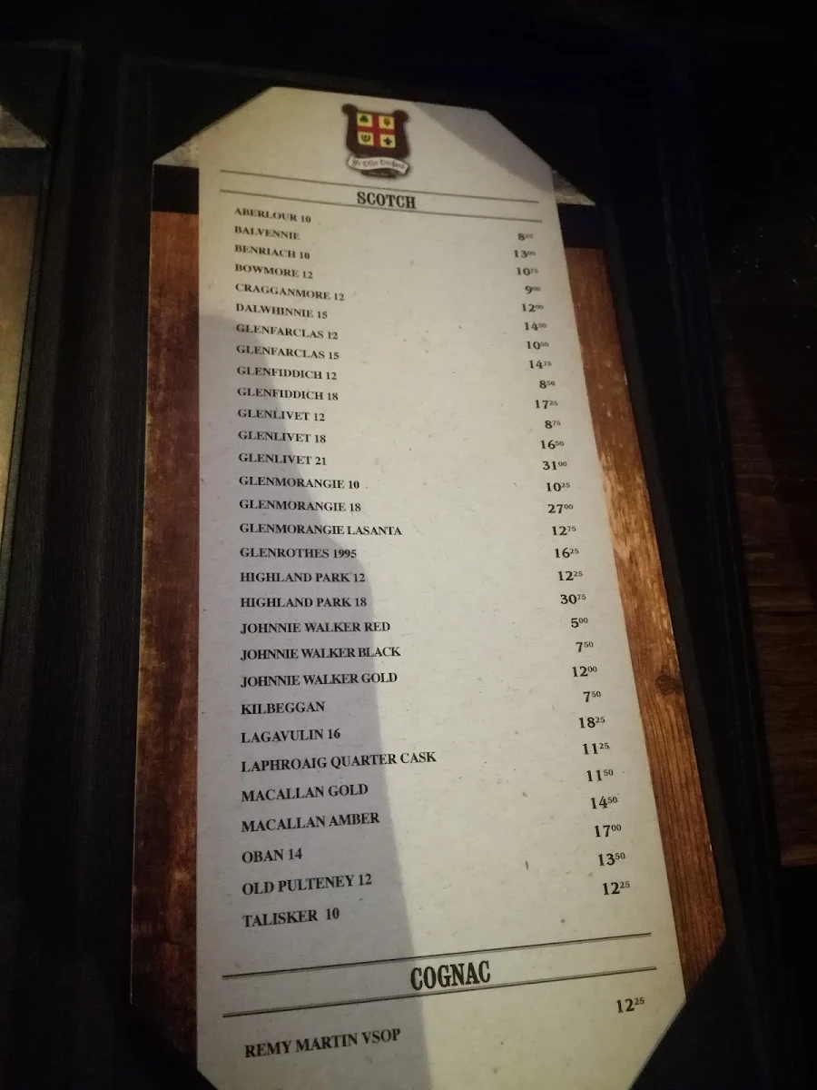 Menu, Ye Olde Orchard Pub & Grill
