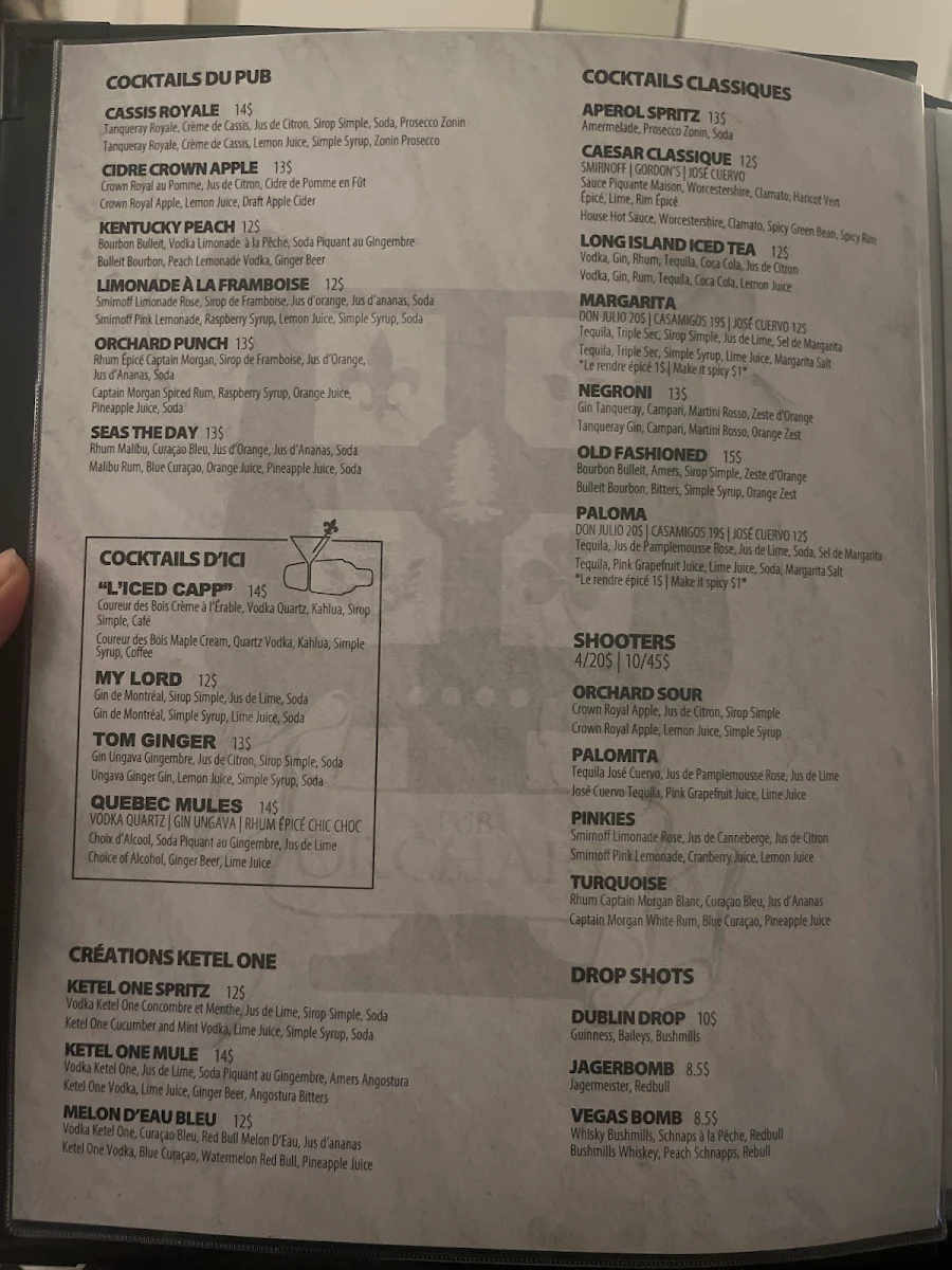Menu, Ye Olde Orchard Pub & Grill