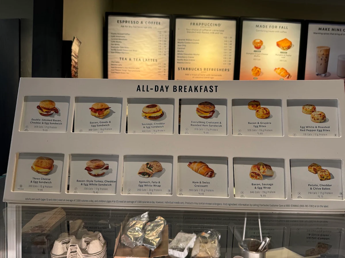 Menu, Starbucks Coffee Company