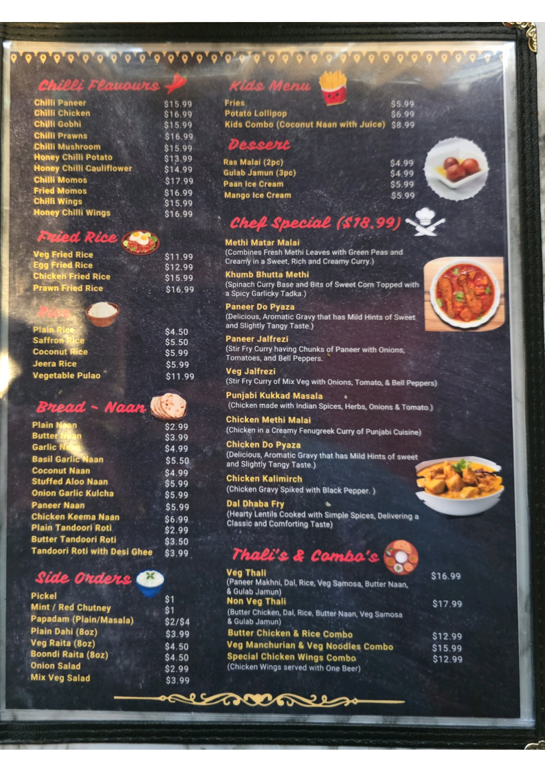Menu, DIVINE - The Indian Cuisine