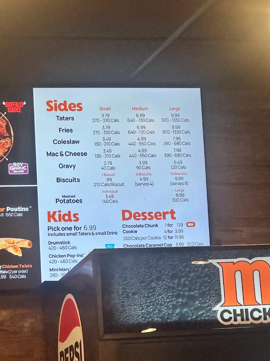Menu, Mary Brown's Chicken