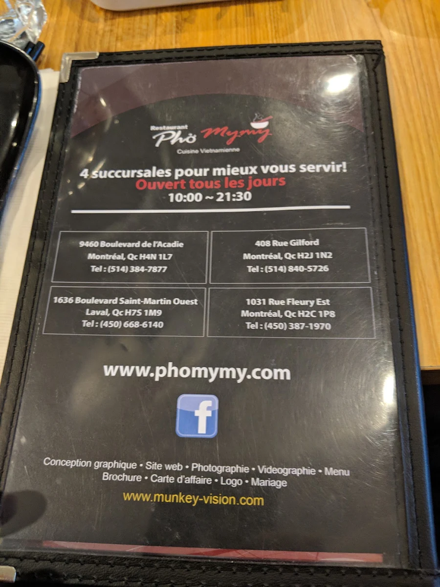 Menu, Pho Mymy
