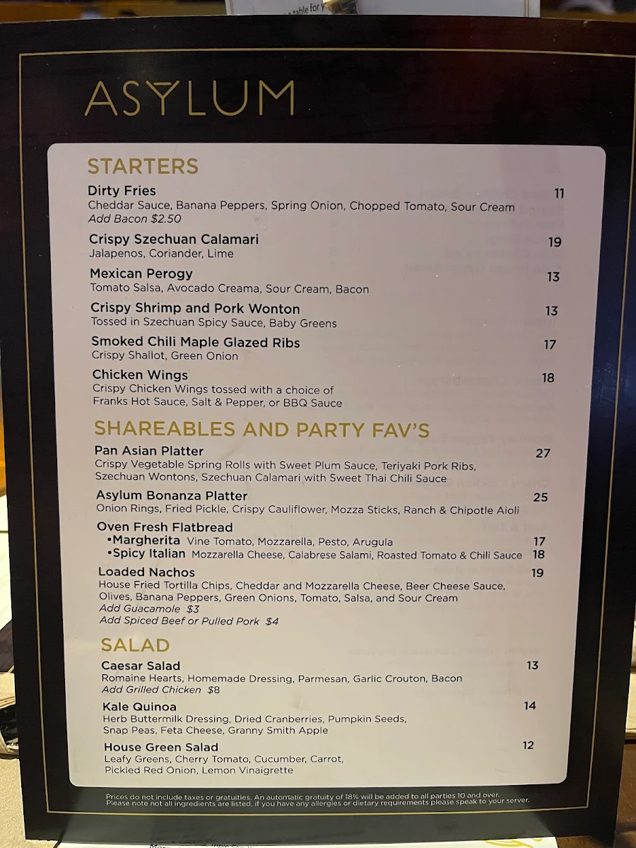 Menu, Earls Kitchen + Bar