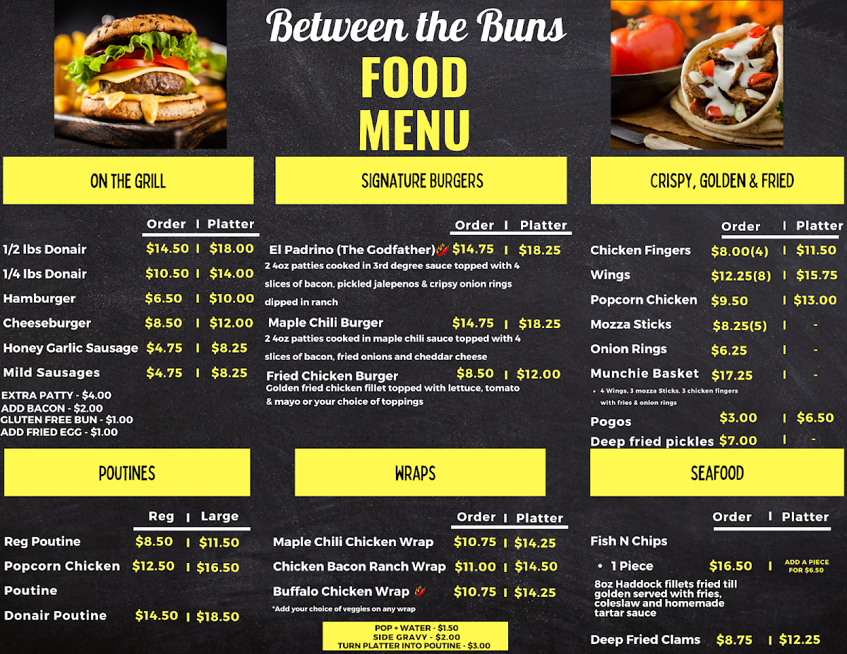 Menu, Between The Buns