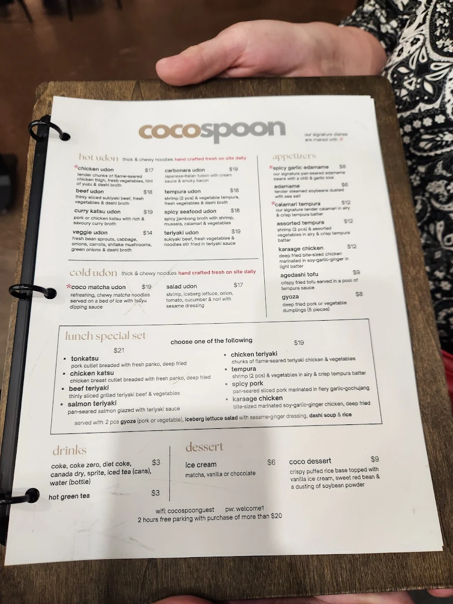 Menu, Cocospoon