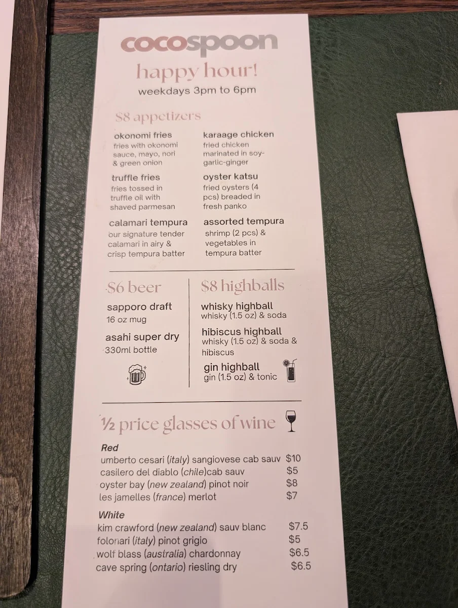 Menu, Cocospoon