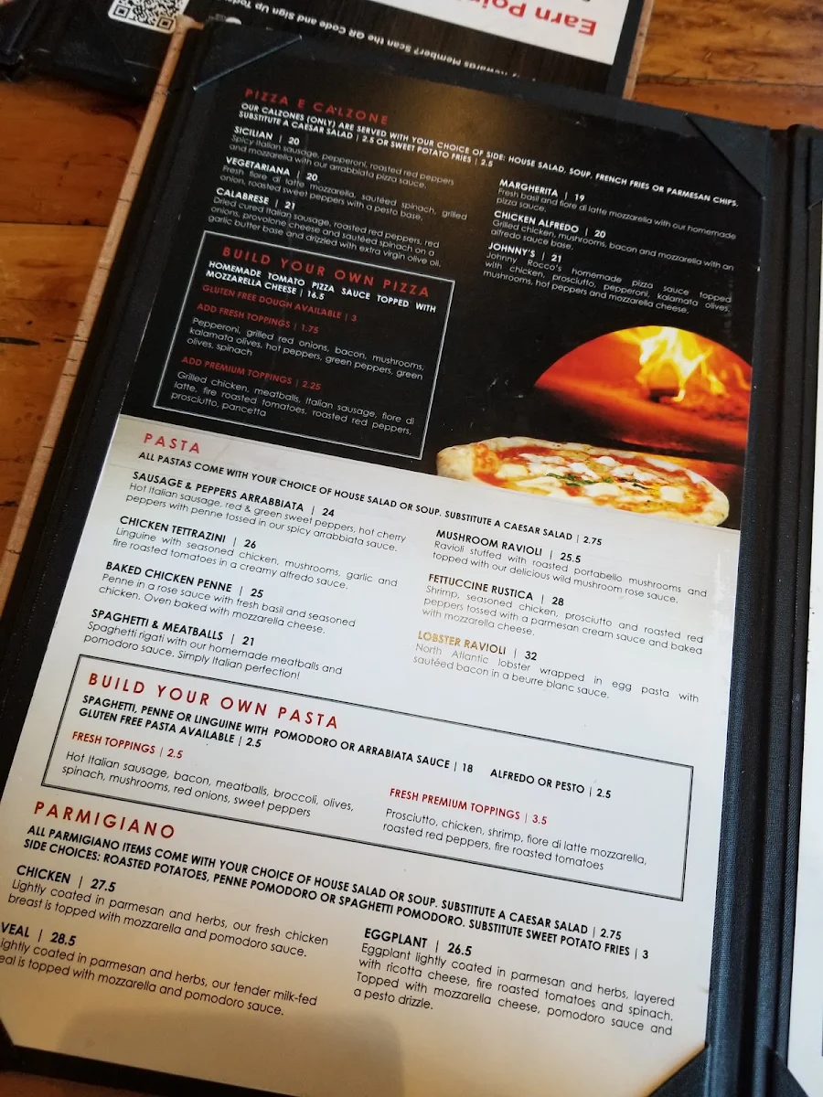 Menu, Johnny Rocco's Italian Grill