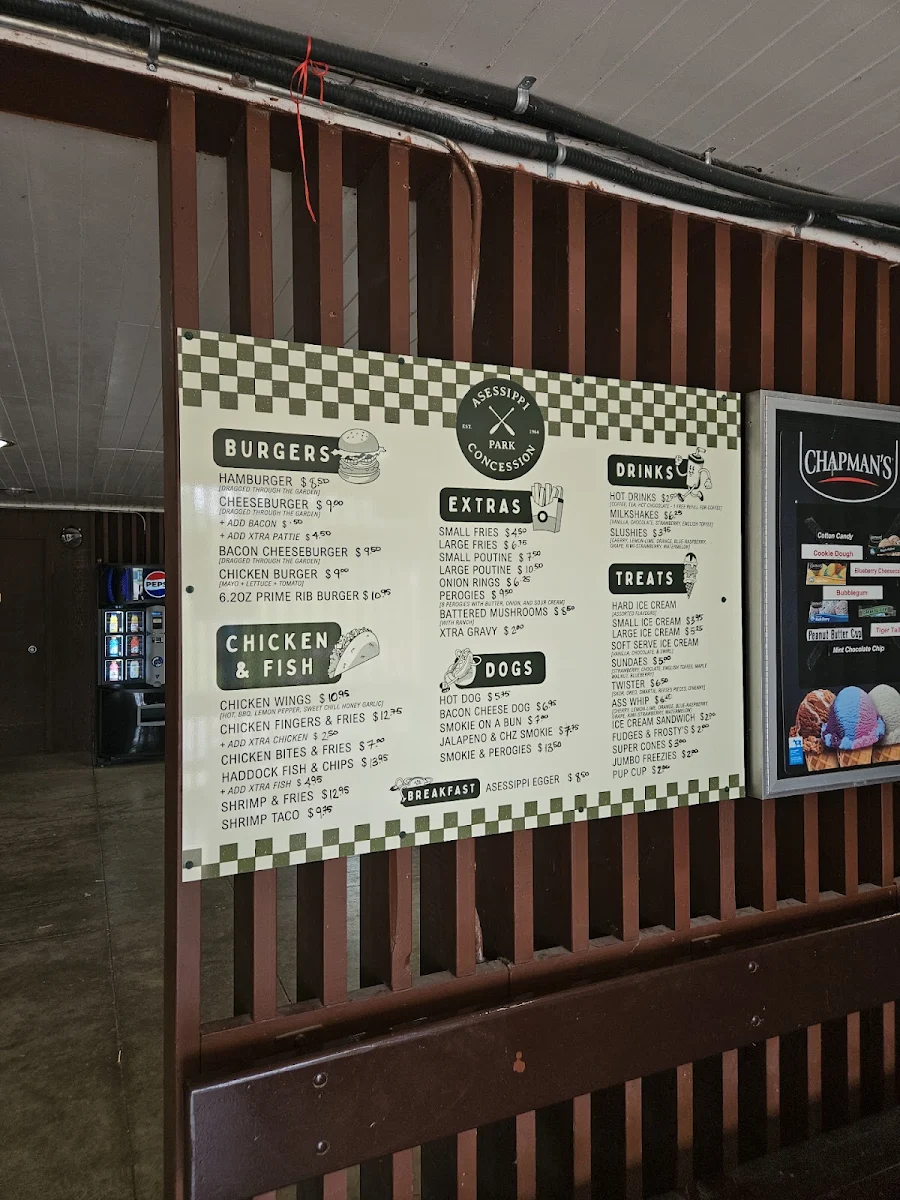 Menu, Asessippi Park Concession