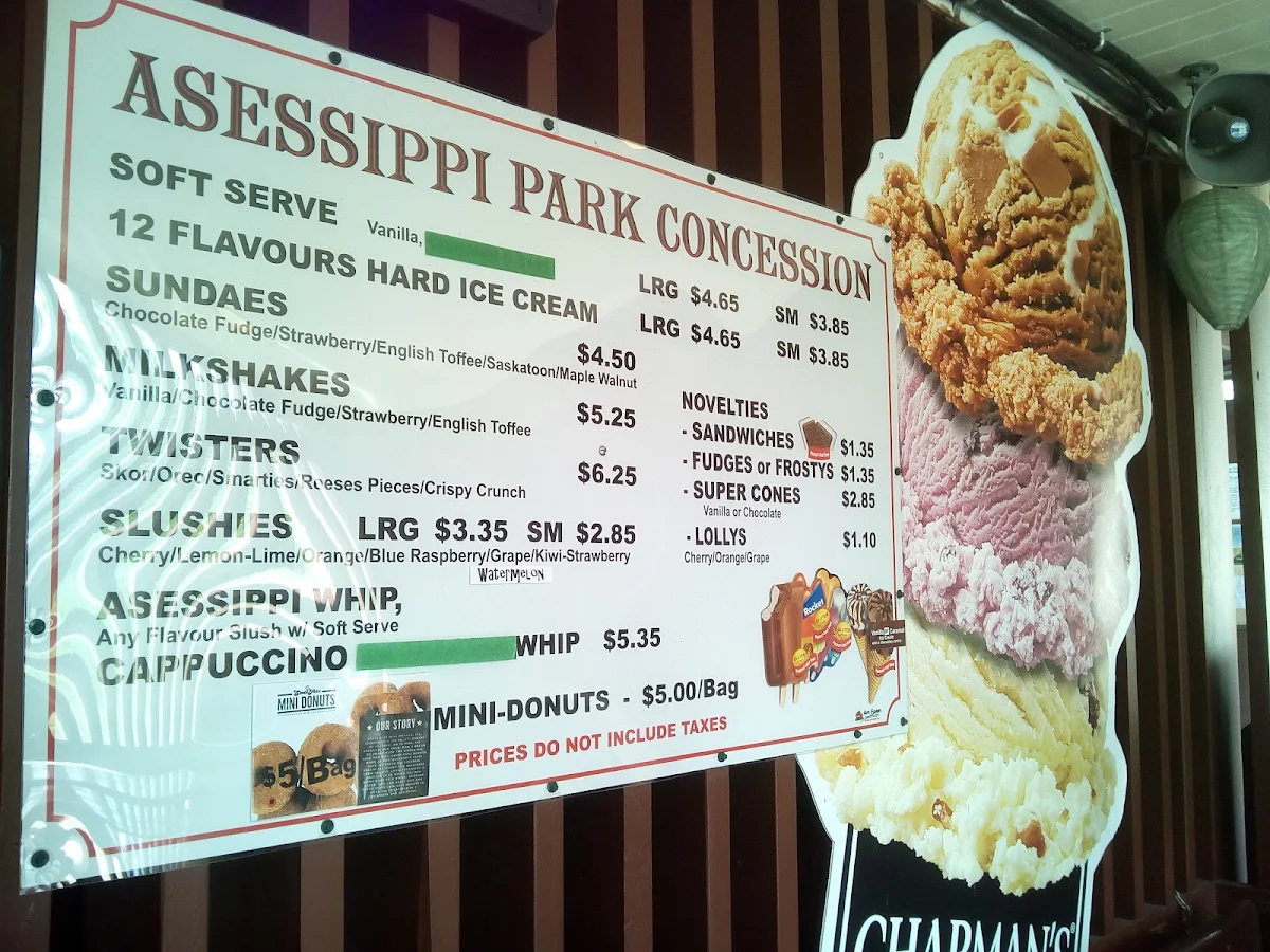 Menu, Asessippi Park Concession