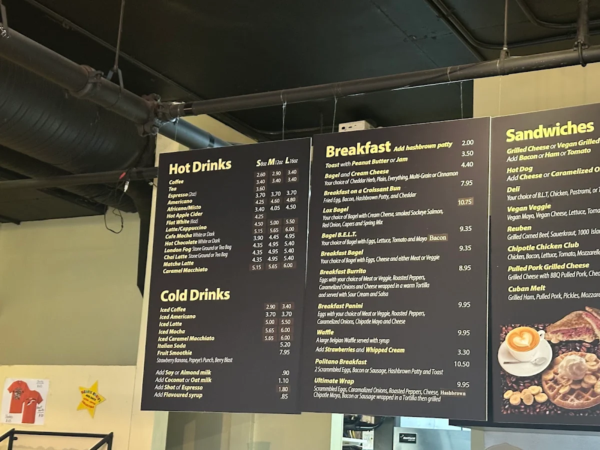 Menu, Politano Cafe