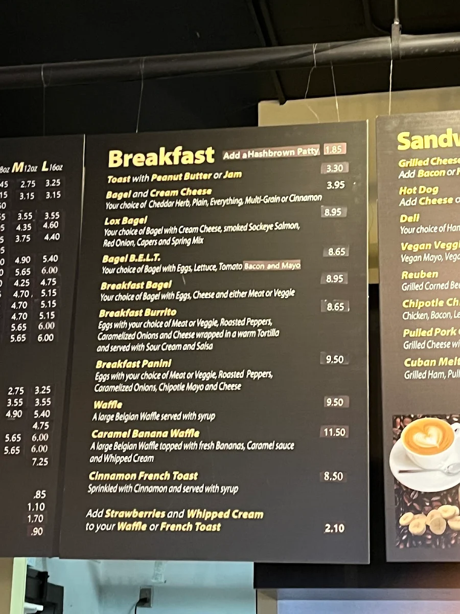 Menu, Politano Cafe