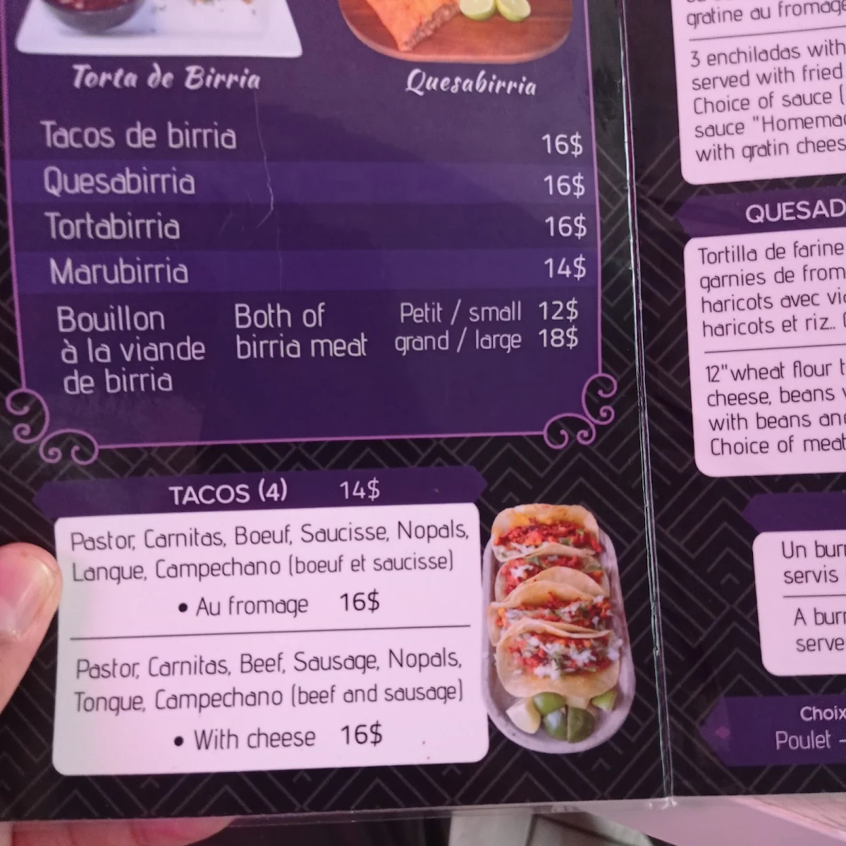 Menu, La Toxica | St-Hubert | Cuisine Mexicaine à Montréal