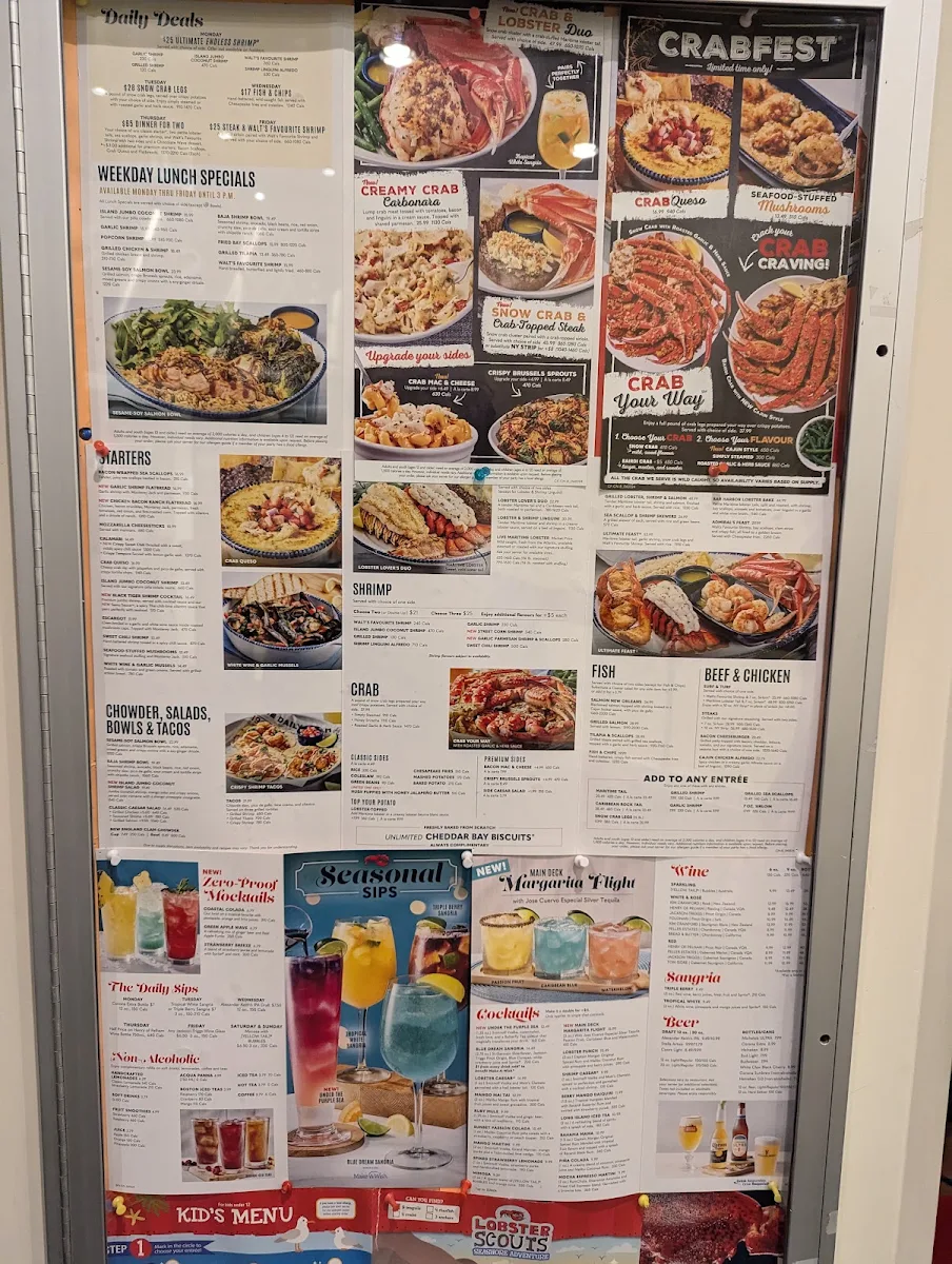 Menu, Red Lobster