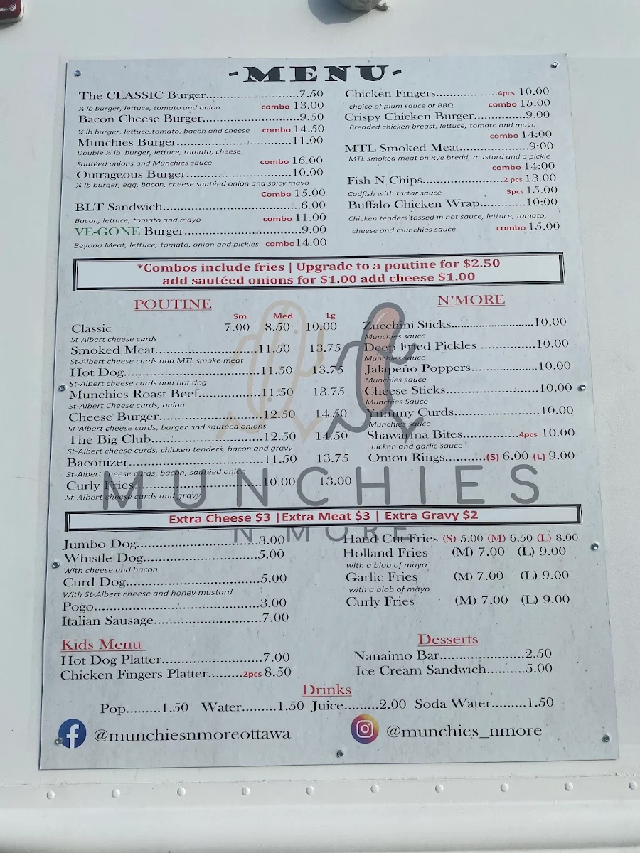 Menu, Munchies N'More