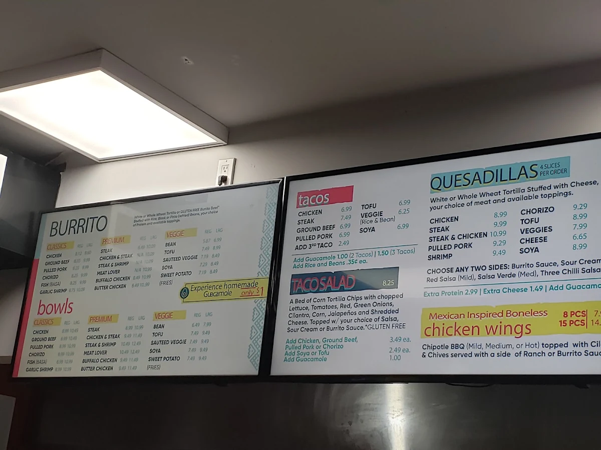 Menu, Fresh Burrito