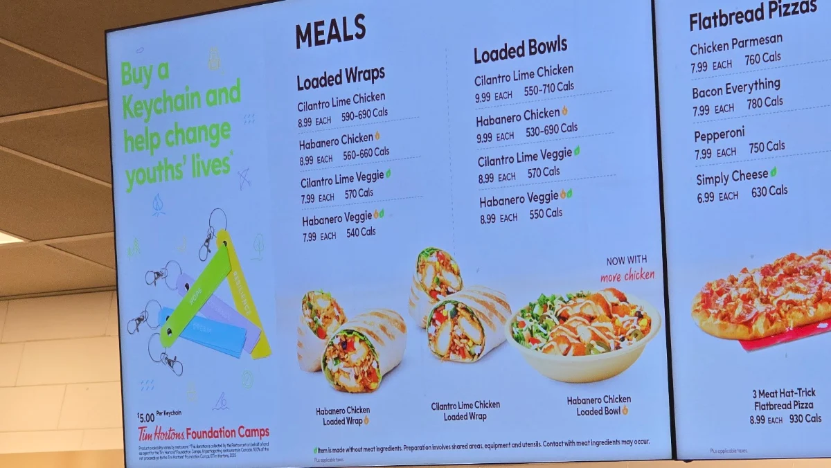 Menu, Tim Hortons