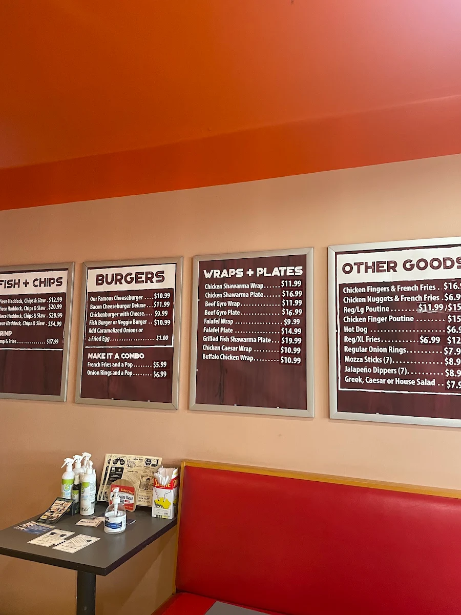 Menu, Niagara Fish N' Burger