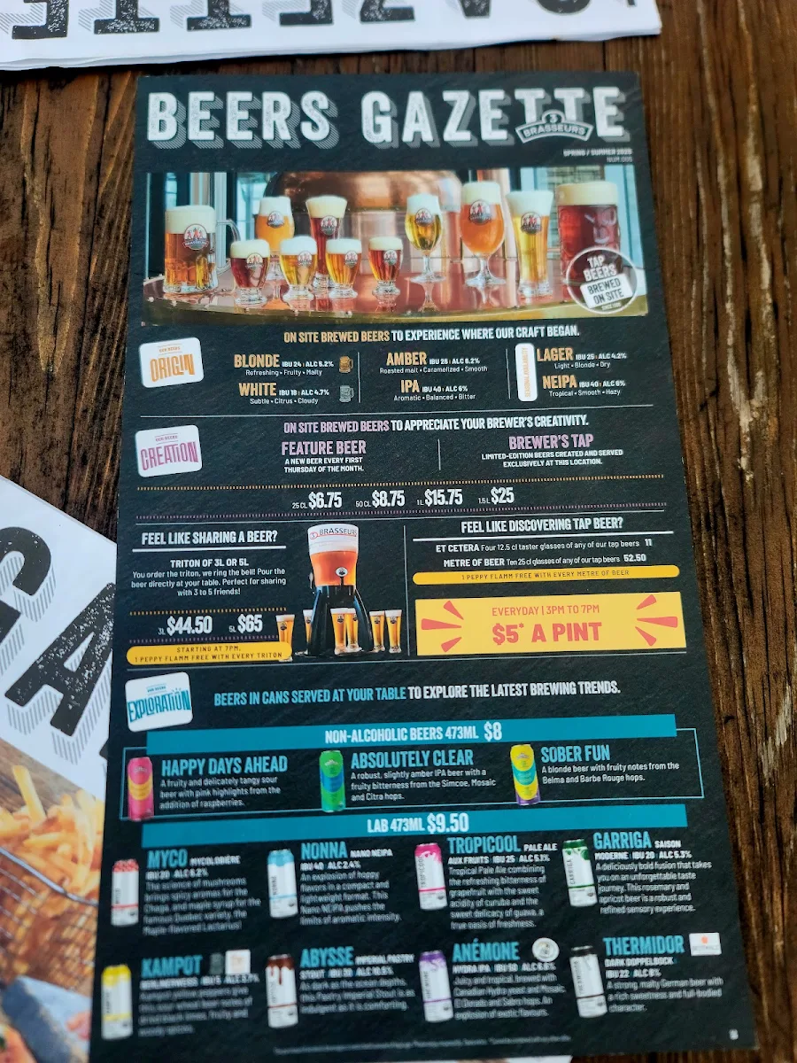 Menu, 3 Brasseurs - Centropolis Laval