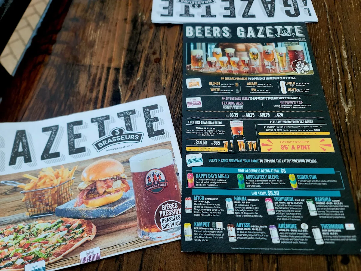 Menu, 3 Brasseurs - Centropolis Laval