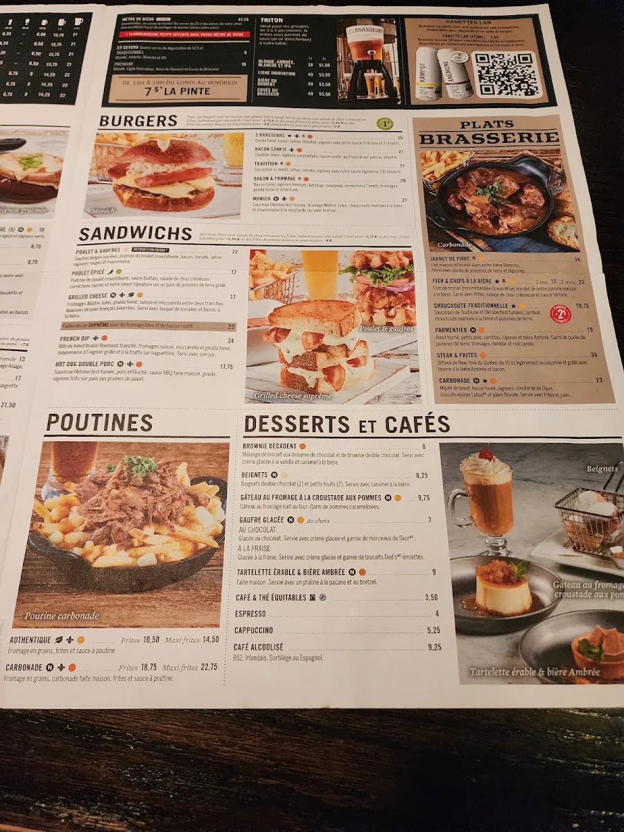 Menu, 3 Brasseurs - Centropolis Laval