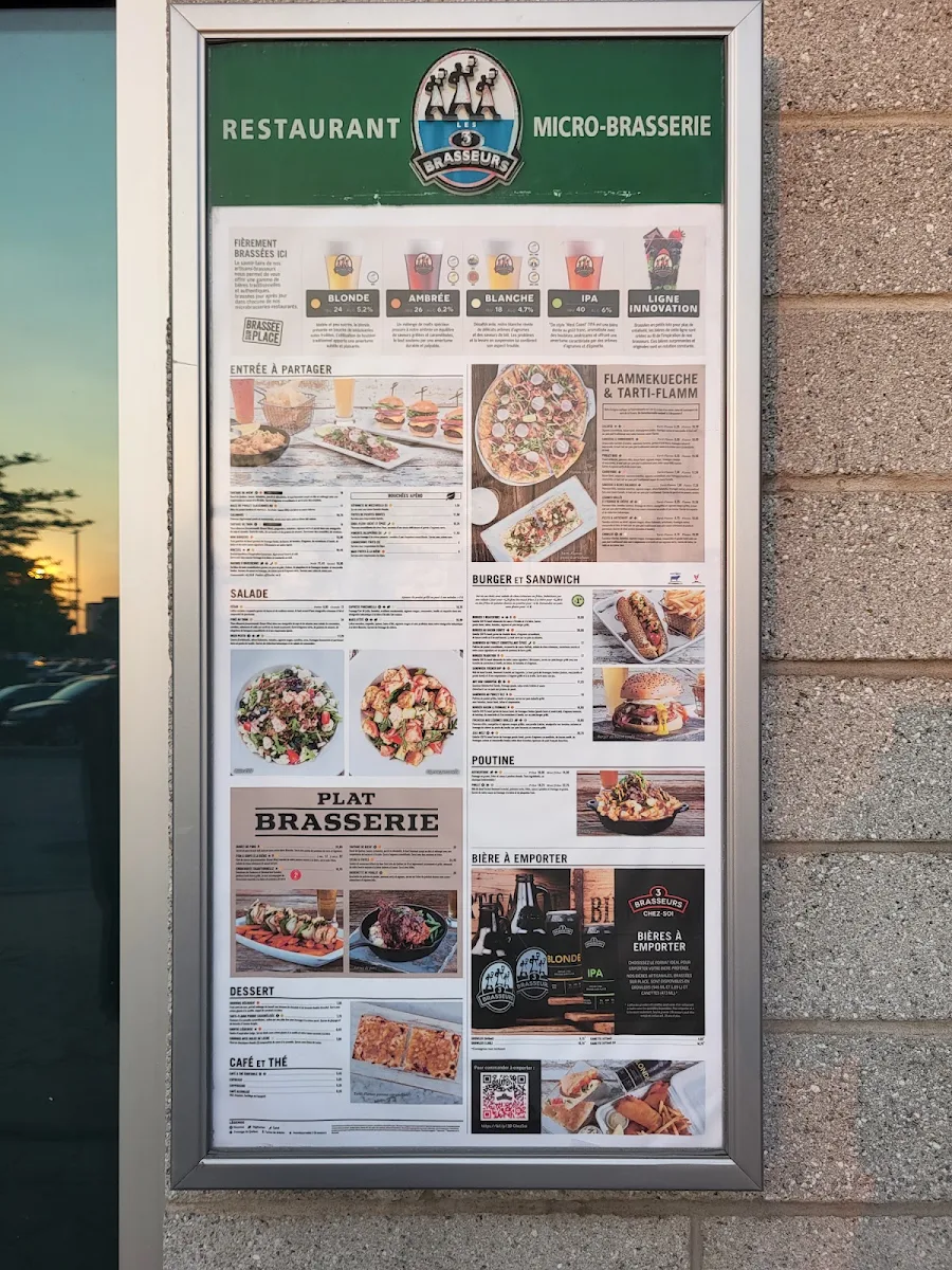 Menu, 3 Brasseurs - Centropolis Laval