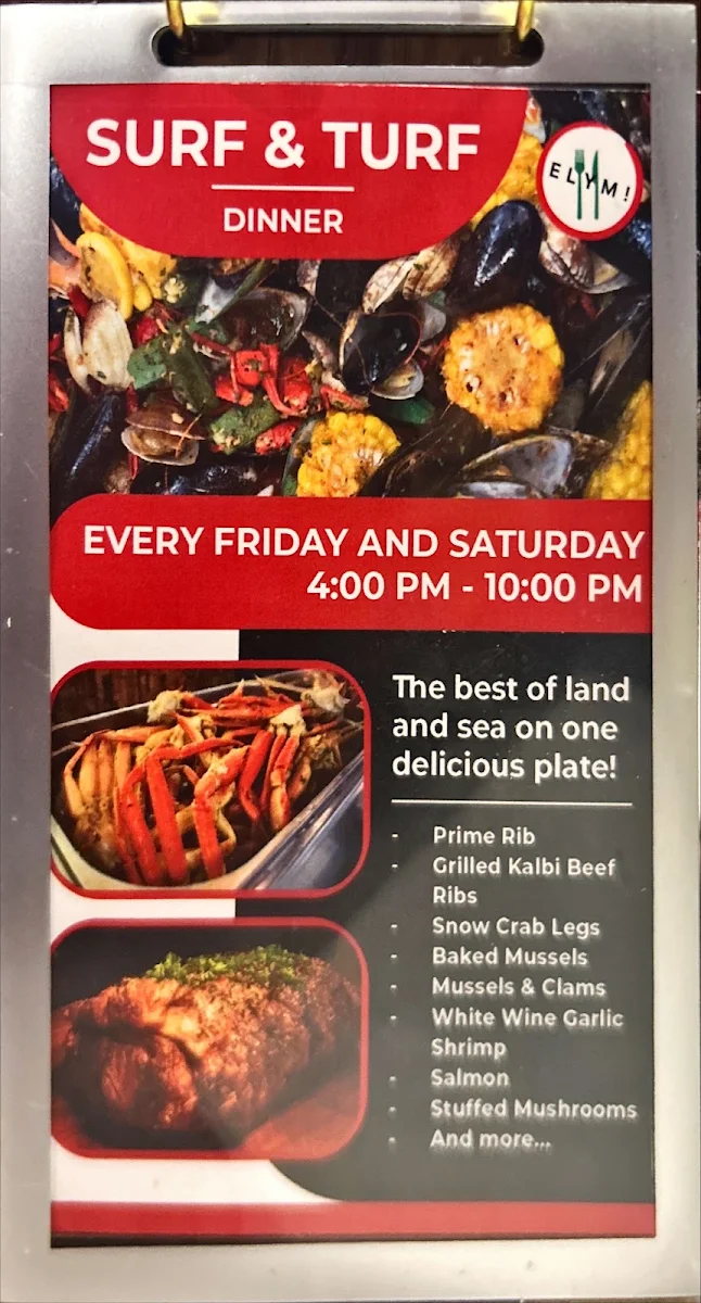 Menu, ELYMI Family Buffet Restaurant