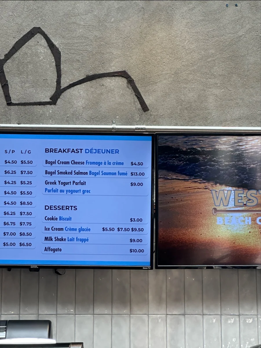 Menu, Westboro Beach Cafe