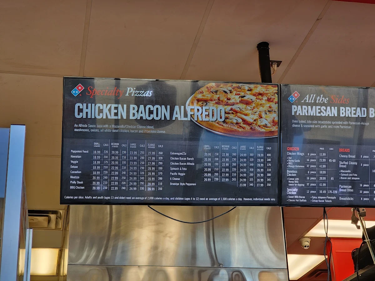 Menu, Domino's Pizza