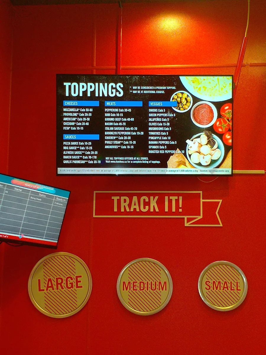 Menu, Domino's Pizza